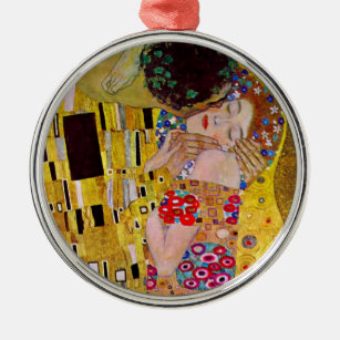 Der Kuss von Gustav Klimt, Vintager Jugendstil Silbernes Ornament