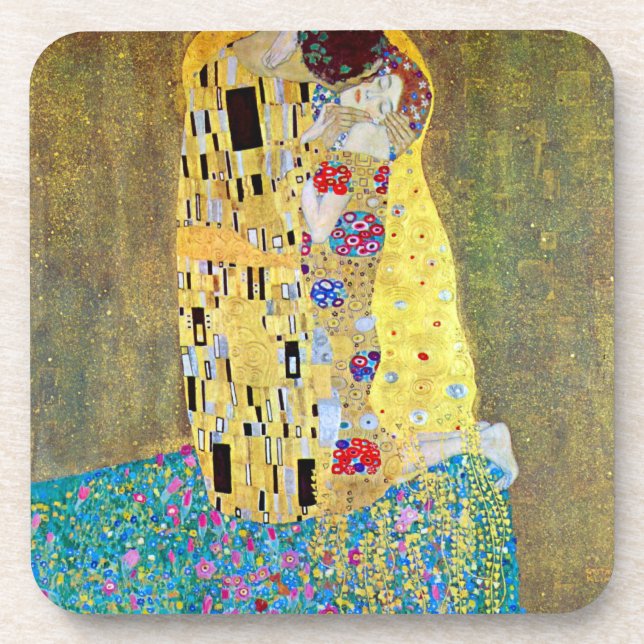 Der Kuss von Gustav Klimt, Vintager Jugendstil Untersetzer (Vorderseite)