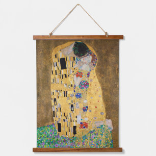 Der Kuss von Gustav Klimt Wandteppich Mit Holzrahmen