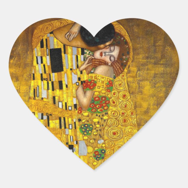 Der Kuss von Gustave Klimt Herz-Aufkleber (Vorderseite)