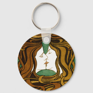 Der Kuss von Peter Behrens Art Nouveau Malerei Schlüsselanhänger