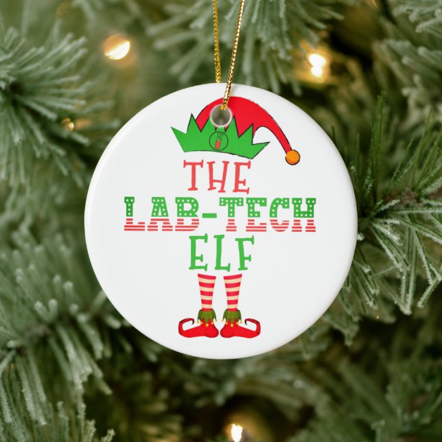 Der Labrador Tech Elf Weihnachtsfamilie passt Paja Keramik Ornament (Baum)