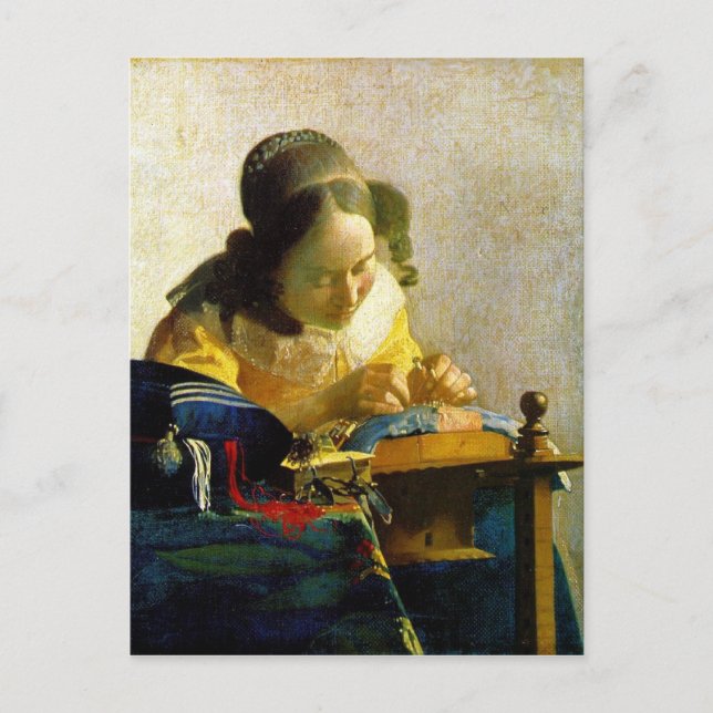 Der Lacemaker, Jan Johannes Vermeer Postkarte (Vorderseite)
