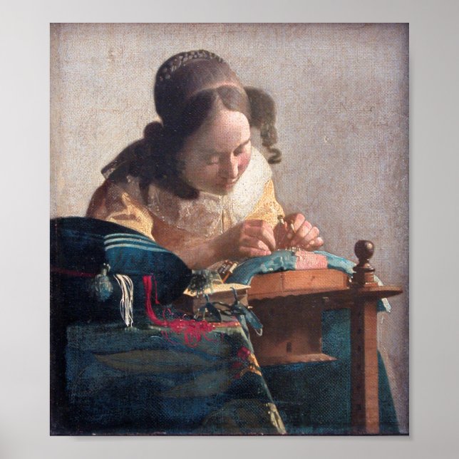 Der Lacemaker, Johannes Vermeer, 1669-1670 Poster (Vorne)