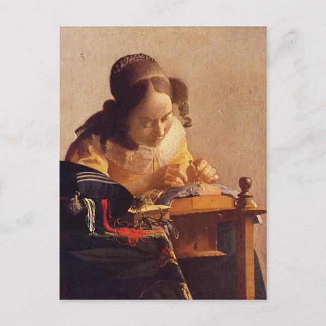 Der Lacemaker von Johannes Vermeer Postkarte (Vorderseite)