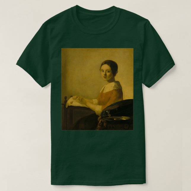 Der Lacemaker von Johannes Vermeer T-Shirt (Design vorne)