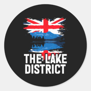 Der Lake District + Britische Flagge  Runder Aufkleber