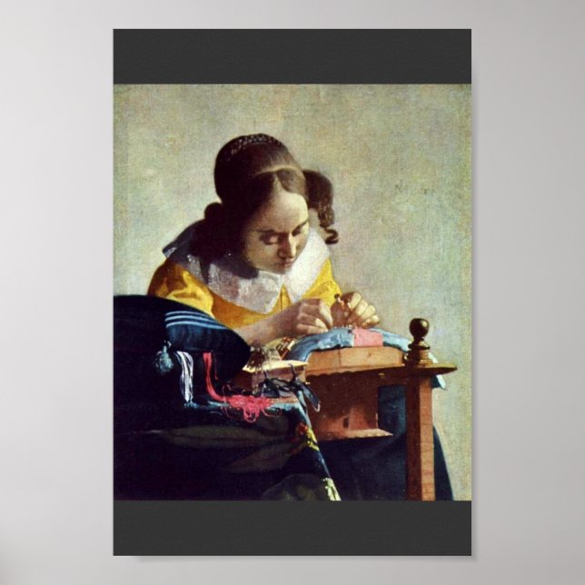 Der Lakemaker, Français La Dentelière, von Vermeer Poster (Vorne)