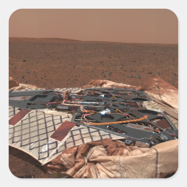 Der Landeplatz des Rovers Quadratischer Aufkleber (Vorderseite)