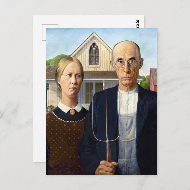 Der landwirtschaftliche Geist, Grant Wood American Postkarte (Vorne/Hinten)