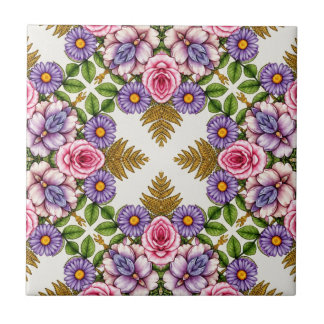 Der Lavendel-Schatz | Vintage-Blumenmedaillon Fliese