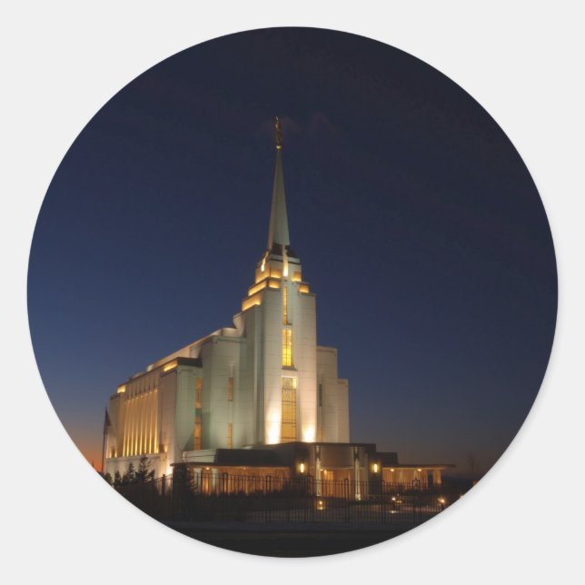 Der LDS-Tempel in Rexburg Runder Aufkleber (Vorderseite)