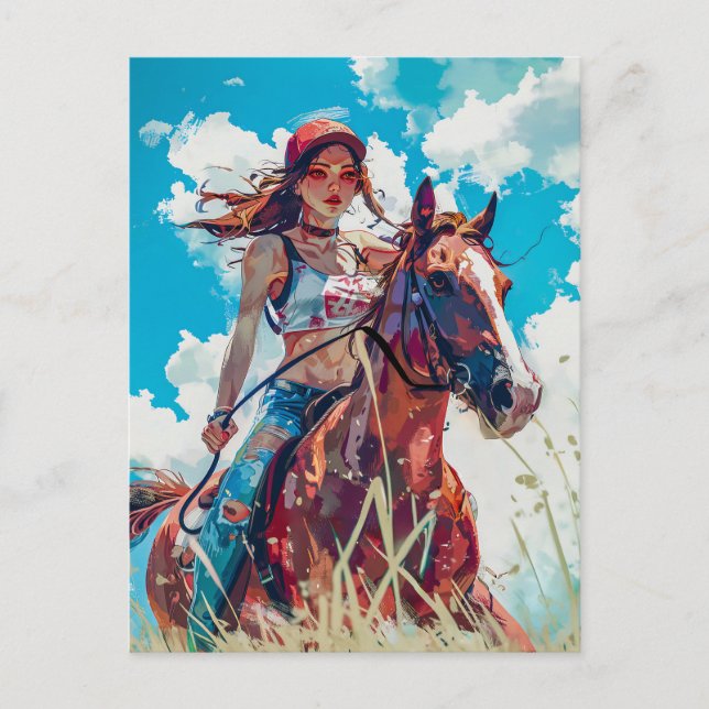Der lebendige Anime-Reittier in der Natur Postkarte (Vorderseite)