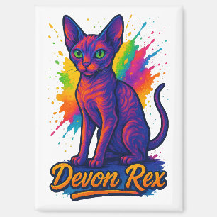 Der lebendige Devon Rex Pop Kunst-Katze - Farbenfr Magnet