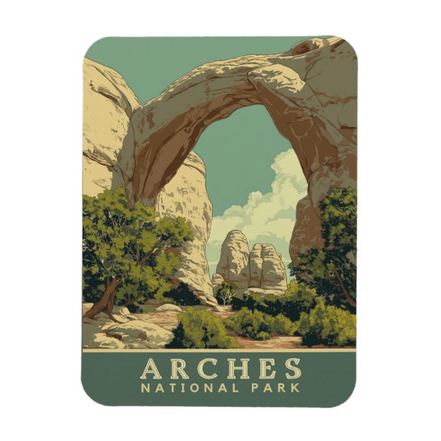 Der lebendige Nationalpark der Retro-Arches Magnet (Vertikal)