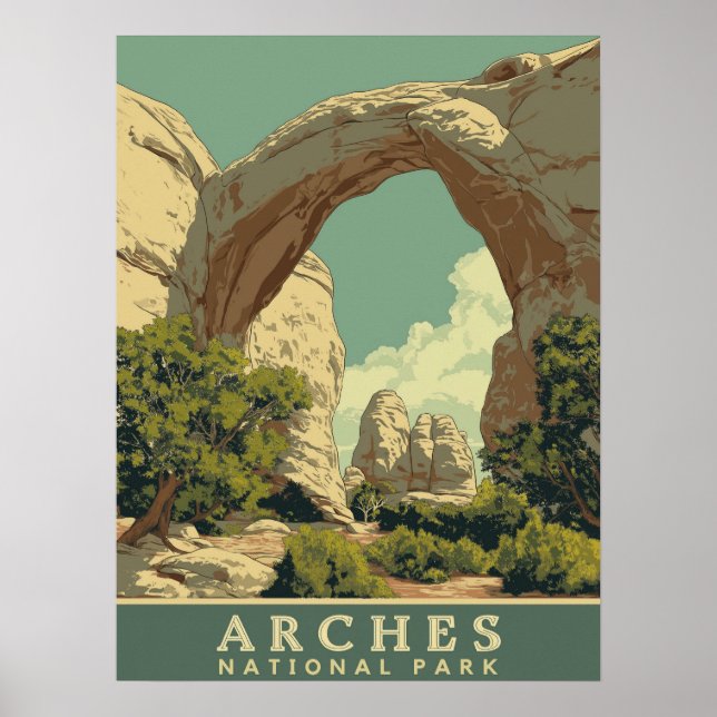 Der lebendige Nationalpark der Retro-Arches Poster (Vorne)