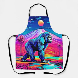 Der lebendige Neon Gorilla in einem surrealen Dsch Schürze
