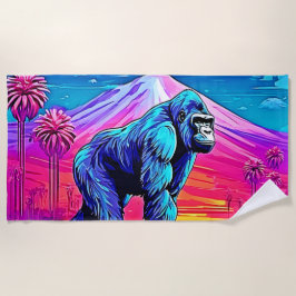 Der lebendige Neon Gorilla in einem surrealen Dsch Strandtuch