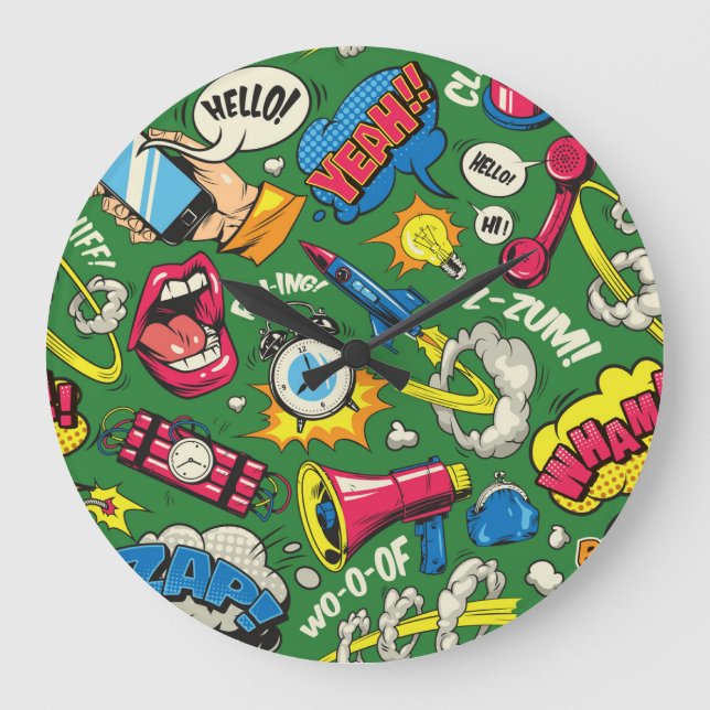 Der lebendige Retro Pop Urban Große Wanduhr (Vorderseite)