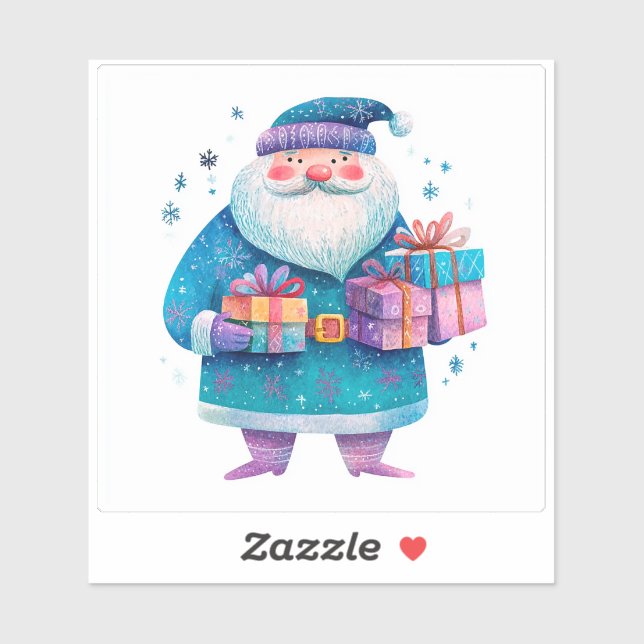 Der lebendige Santa mit farbenfrohen Geschenken Aufkleber (Blatt)