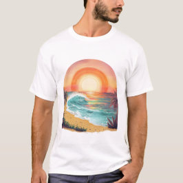 Der lebendige Tropical Beach Sunset Basic T - Shir T-Shirt