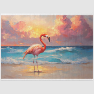 Der lebhafte Flamingo am Strand Seidenpapier