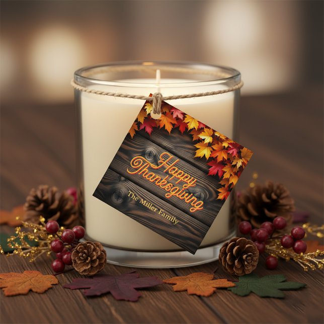 Der lebhafte Herbst hinterlässt den rustikalen Ern Geschenkanhänger (Von Creator hochgeladen)