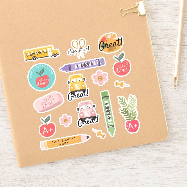 Der Lehrer der Fun School dachte über ermutigende  Aufkleber (Notizbuch)