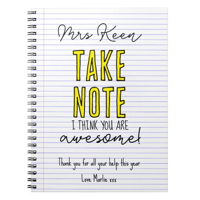 Der Lehrer nimmt zur Kenntnis, dass Sie ein phanta Notizblock (Vorderseite)