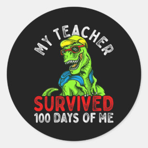 Der Lehrer überlebte 100 Tage von mir 100 Tage in Runder Aufkleber