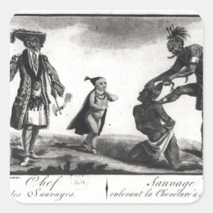 Der Leiter der Savage, die seinen Feind Scalping Quadratischer Aufkleber