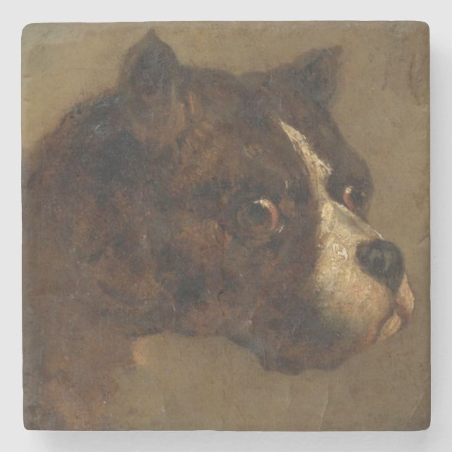 Der Leiter eines Bulldog (von Théodore Géricault) Steinuntersetzer (Vorderseite)