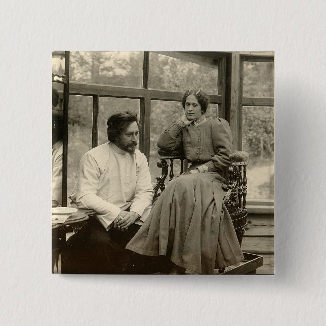 Der Leonid Andreyev Autor mit seiner Ehefrau Button (Vorderseite)