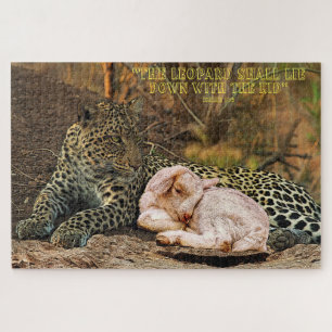 Der Leopard legt sich mit dem Lamm-Isaiah 11 Puzzle