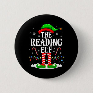 Der lesende Elf Weihnachten Lustiger Buchliebhaber Button