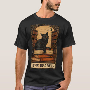 Der Leser Black Cat Buch Lesung Halloween Tarot T-Shirt