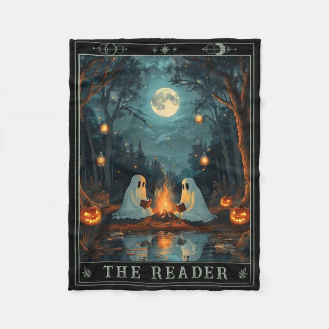 Der Leser bucht Niedliches Spooky Ghost Reading Bo Fleecedecke (Vorderseite)
