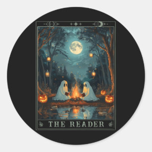 Der Leser bucht Niedliches Spooky Ghost Reading Bo Runder Aufkleber