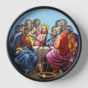 Der letzte AbendJesus und 12 Jünger Mauer Uhr