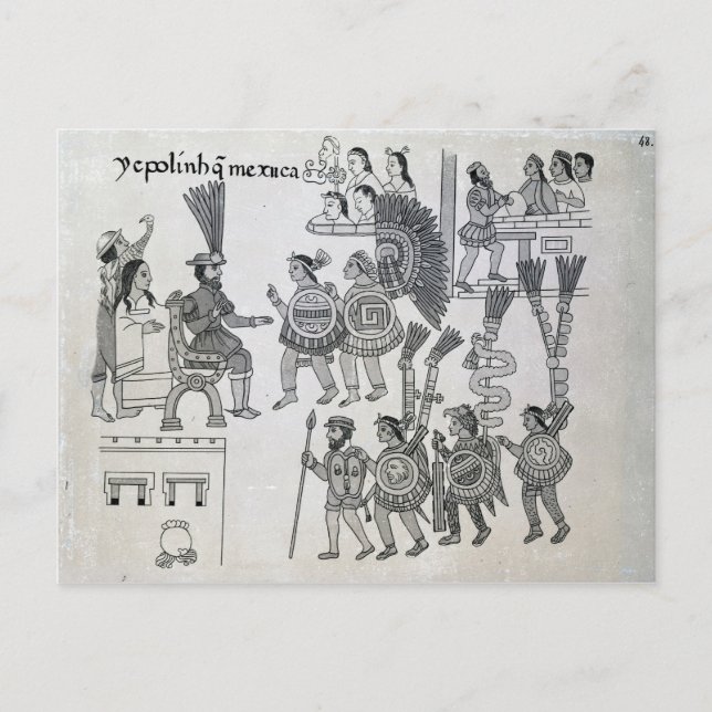 Der letzte Ausstieg des Kaisers Cuauhtemoc Postkarte (Vorderseite)