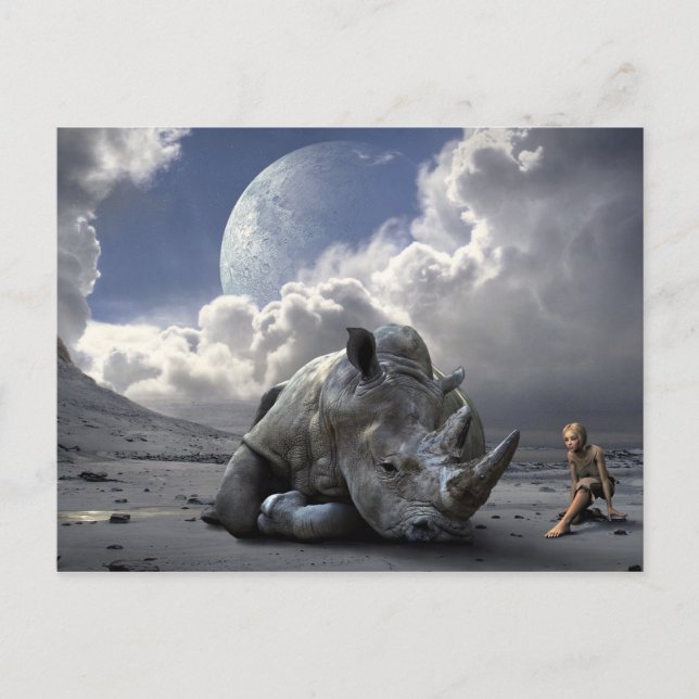 Der letzte der weißen Nashorn im Norden Postkarte (Vorderseite)