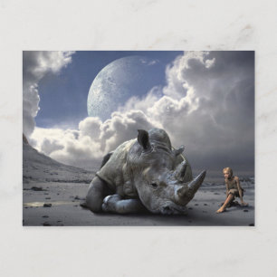 Der letzte der weißen Nashornrinos im Norden Postkarte