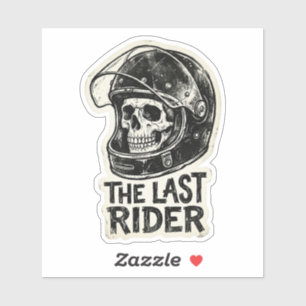 Der letzte Fahrer Biker Schädel Vintage Helm Aufkleber