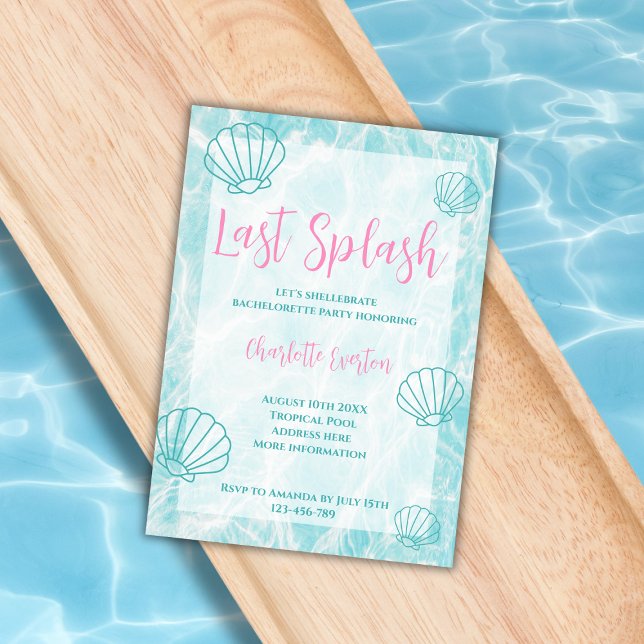 Der letzte tropische Junggeselinnen-Abschied von S Einladung (last splash pool bachelorette party invitation shell mermaid)