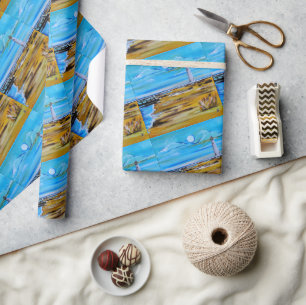 Der Leuchtturm am Strand Gemälde von Alfred Fox Geschenkpapier