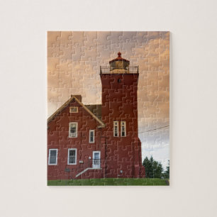 Der Leuchtturm Two Harbors mit Blick auf die Agate Puzzle
