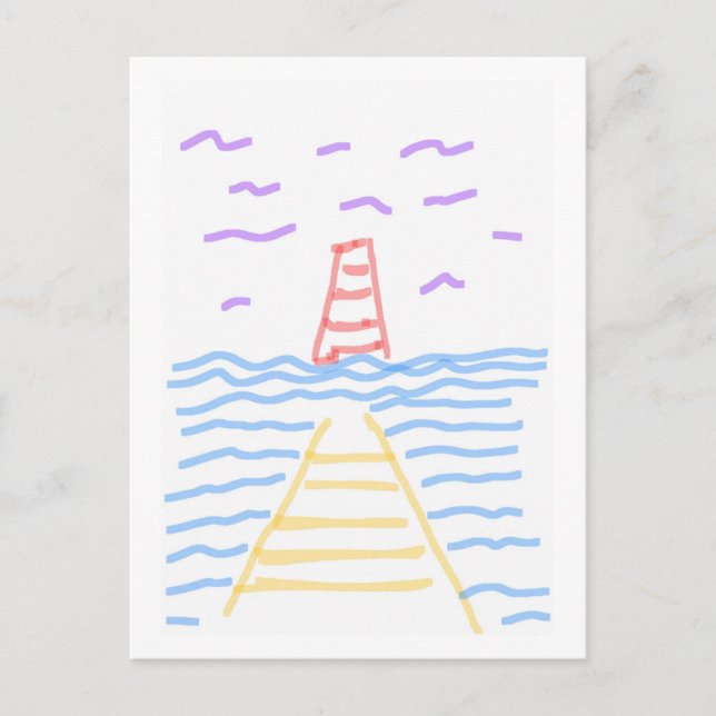 Der Leuchtturm und die Pier Postkarte (Vorderseite)