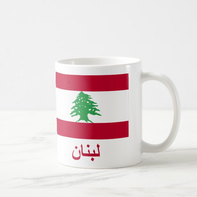 Der Libanon-Flagge mit Namen auf Arabisch Tasse (Rechts)