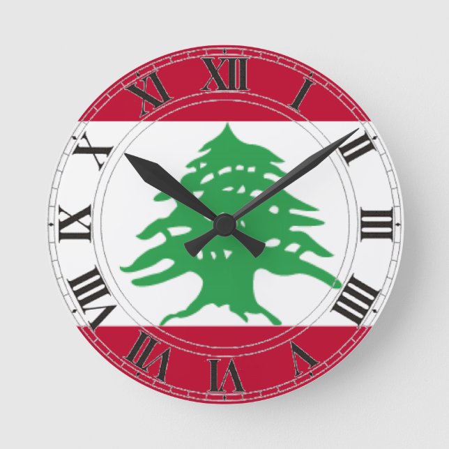 Der Libanon-Flagge Runde Wanduhr (Vorderseite)
