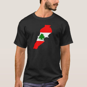Der Libanon-Flaggen-Karte Größengleich T-Shirt